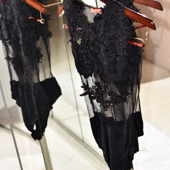 Banjul Embroidered Lace Body Suit Black - Picture 2 of 5